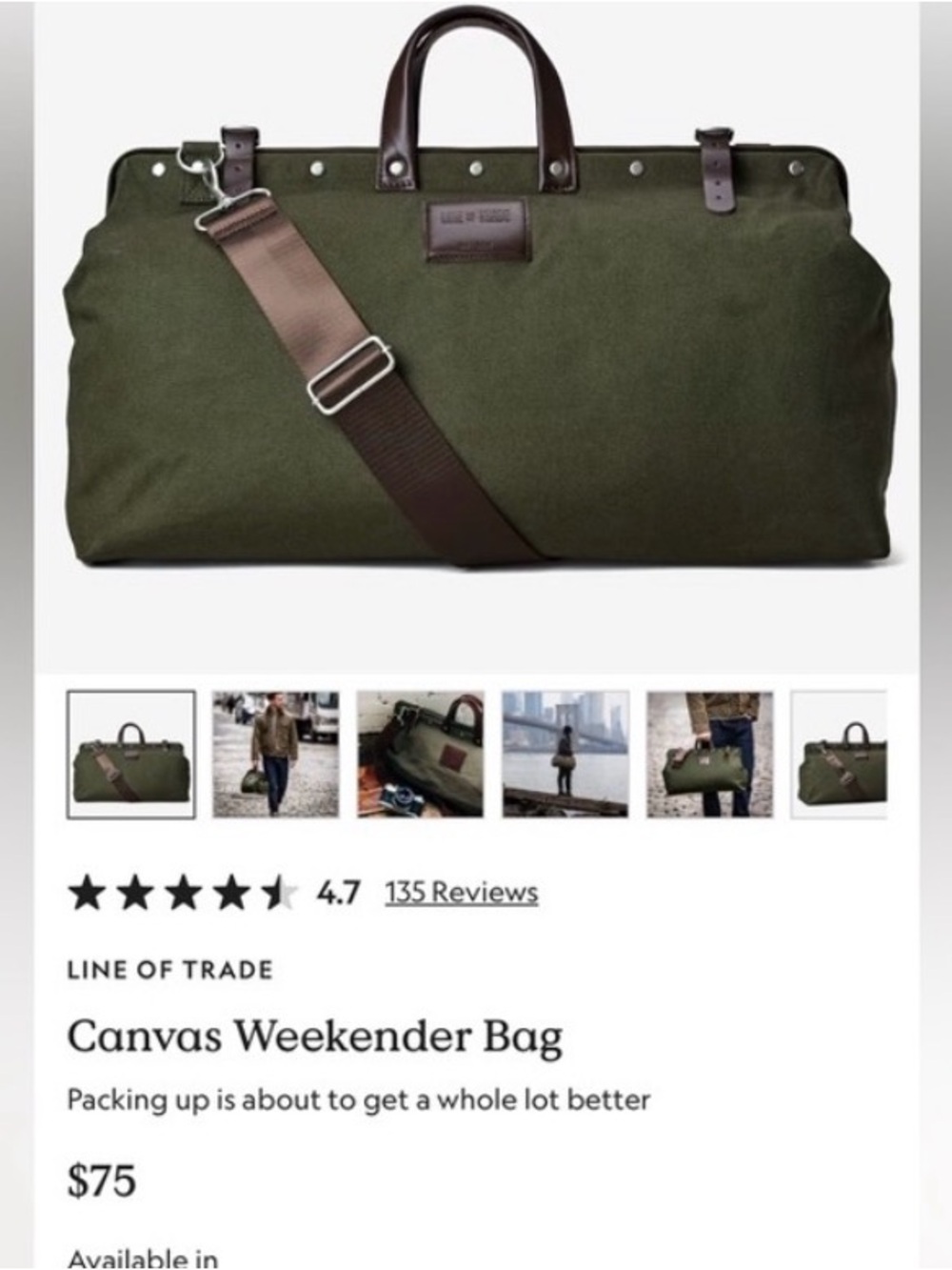 Line of Trade Canvas Weekender Duffel Bag - Olive Green 0312 - Picture 3 of 8